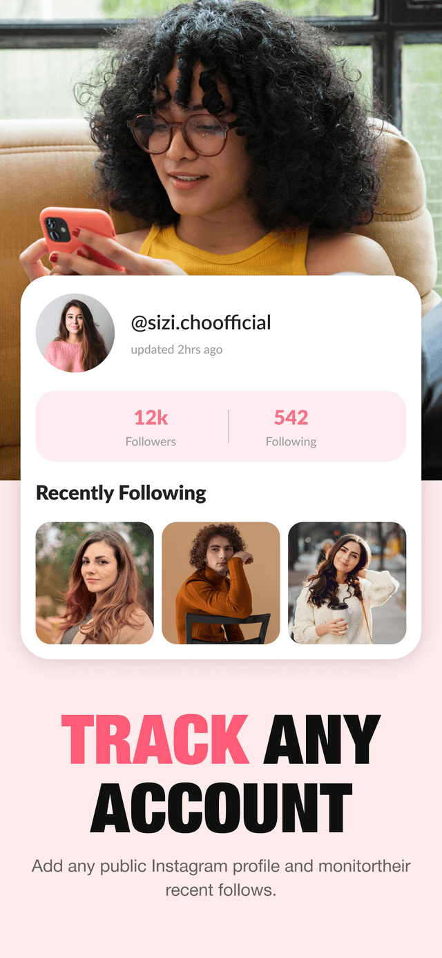 Lurke app interface showing Instagram unfollower tracking and analytics dashboard