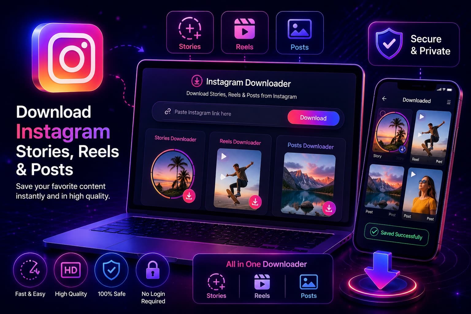 Instagram downloader for Stories, Reels, and Posts