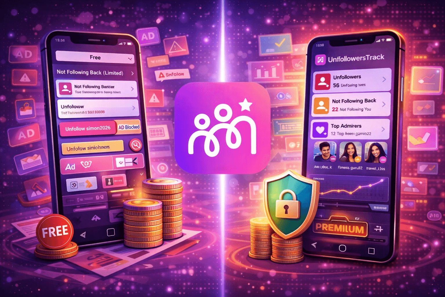 Free vs Paid Instagram Unfollow Tracker Apps comparison